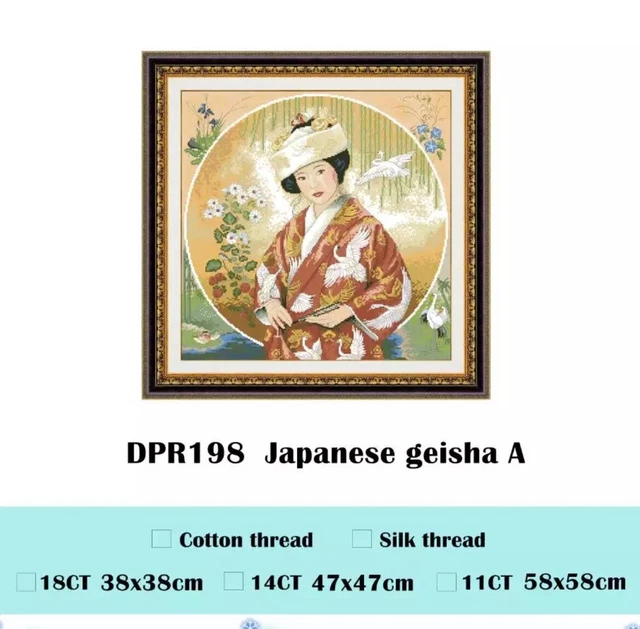 Japanisches Mädchen Geisha gezähltes Kreuzstich-Set Traummuster