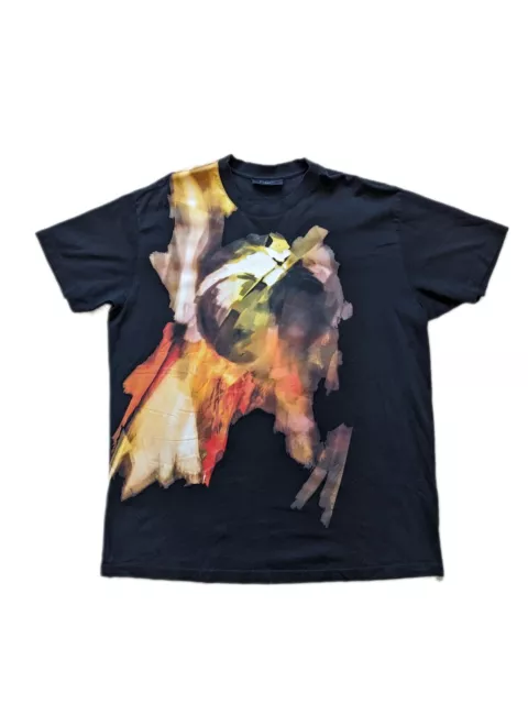 GIVENCHY Abstract Art Paint Men's Black T-Shirt Fits Size X-Large Designer Paris