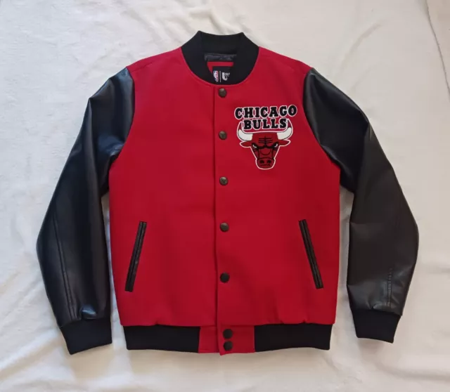 Chicago Bulls Letterman Bomber Jacket Coat Men's Small Ripcity Embroidered Logo