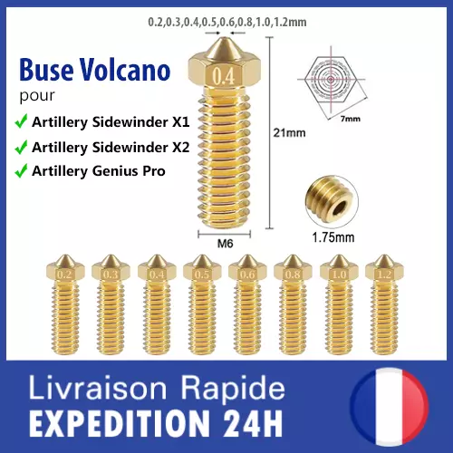 Buse volcano nozzle pour Artillery Sidewinder X1 / X2 / Genius Pro imprimante 3D