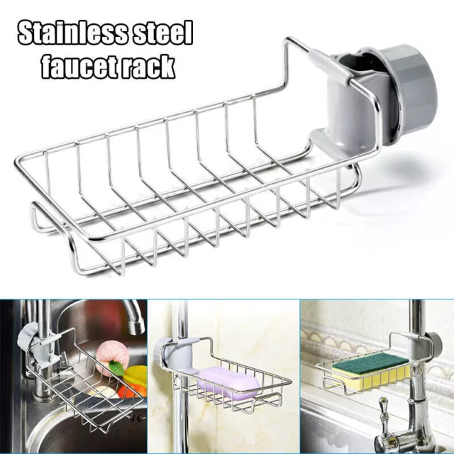 Drain Rack Storage Holder Shelf-Kitchen Sink Faucet Sponge Soap Cloth Bathroom