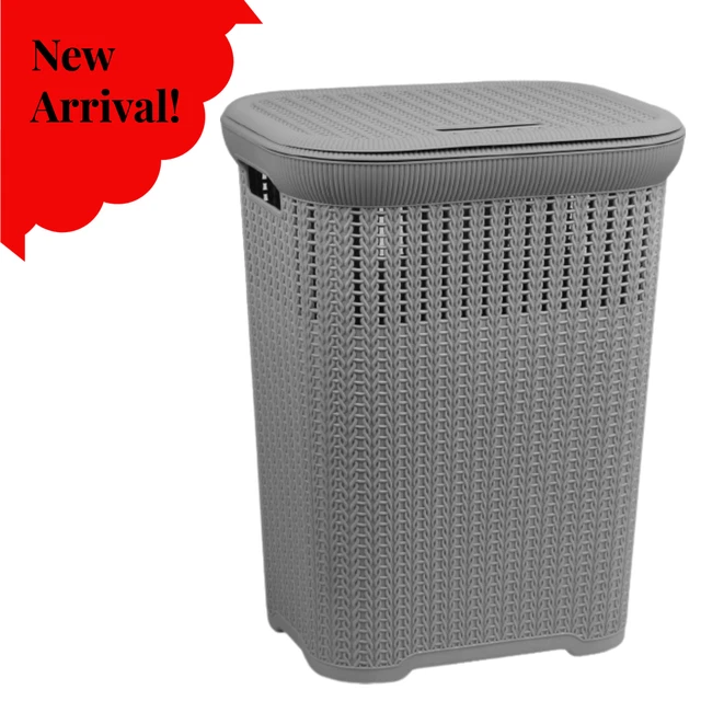 50L LARGE LAUNDRY Hamper Plastic Clothes Storage Rattan Style Washing