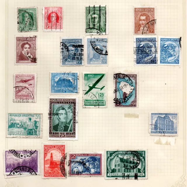 Argentina selection of 20 postage & revenue stamps on album page.