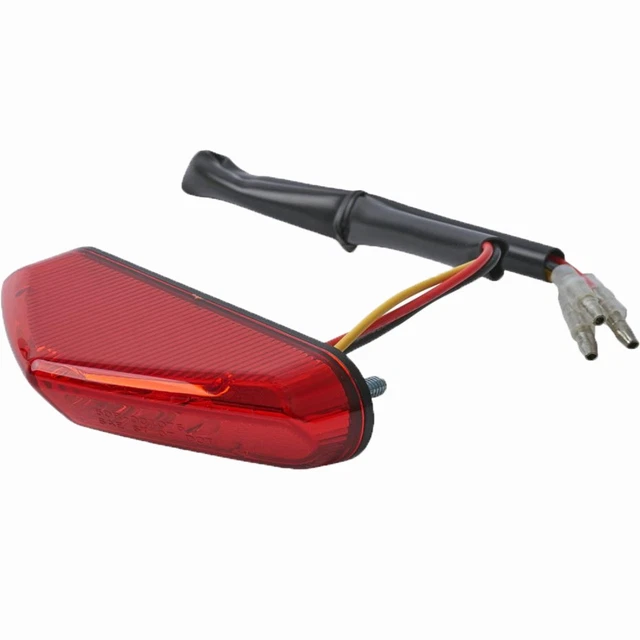 Feu Arrière LED Moto Universel 12V - Feu Stop Freinage Avec Support Plaque Immatriculation Métal