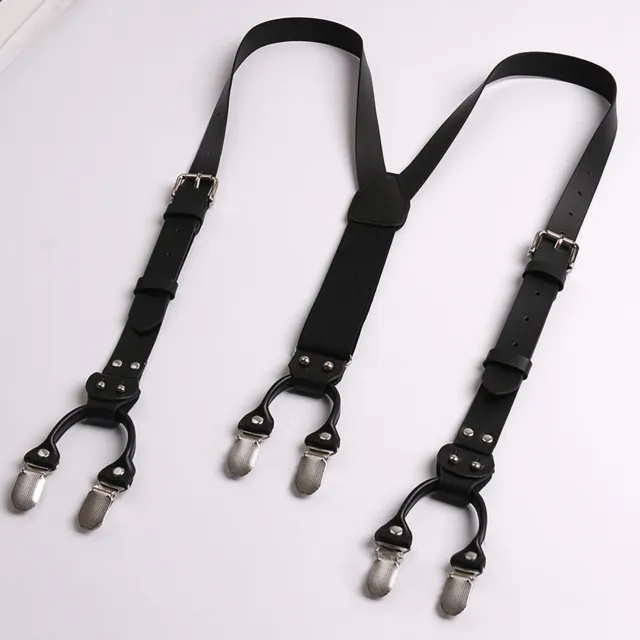 Mens Y-Shaped Accessories Suspenders Stage Leather Party Back Jeans Wedding New