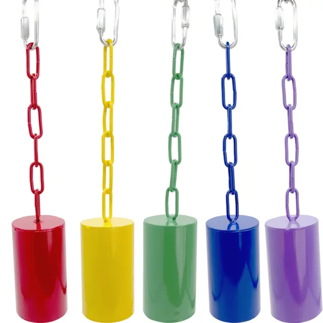 Chime Pipe Ringer - Brightly Colored Powder Coated Steel Aviary Bird Toy Bells