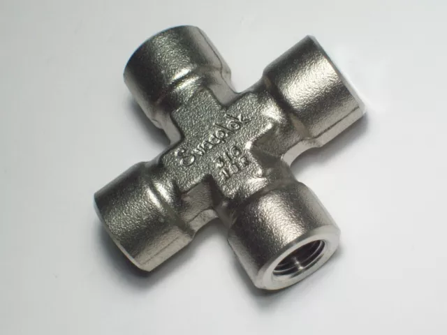 1 - Swagelok Stainless Steel Union Cross Fitting, 1/4" NPT, SS-4-CS