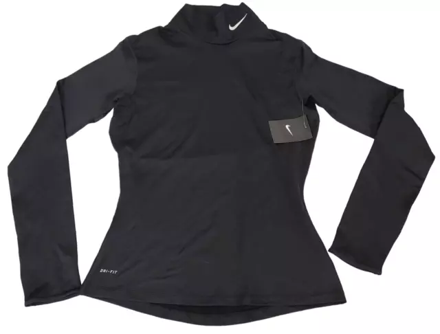 Nike Pro Hyper Warm Fitted 1/4  Mock Neck Women's (Medium) Black Shirt Dri-Fit