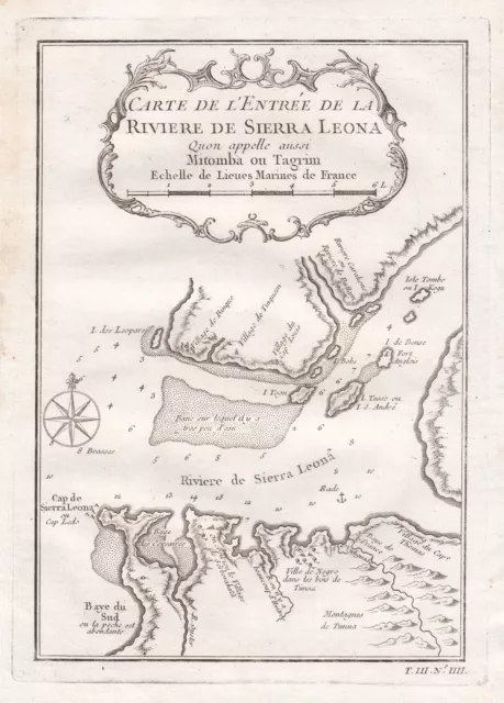 Sierra Leone Afrika Africa Afrique Karte map carte engraving Bellin 1750