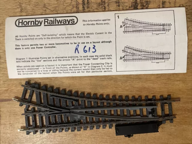 HORNBY RAILWAYS R613 Right Hand Turnout  with 'slider' mechanism. In box.