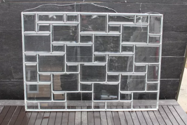 Antique All Beveled Glass Leaded Window Geometric Design Art Déco