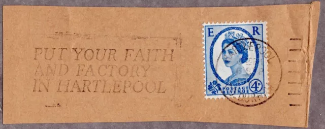 Gb 1967 Qe Ii Slogan Cancel On Piece Put Your Faith & Factory In Hartlepool