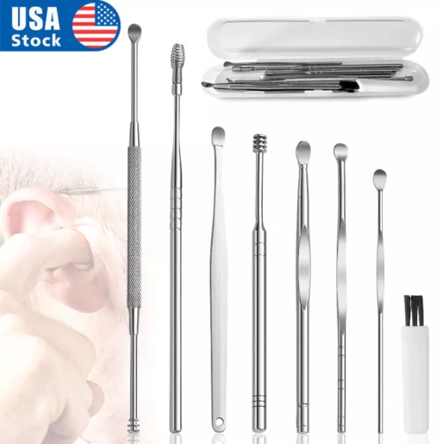 Ear Wax Removal Kit Cleaning Tool Stainless Earwax Pick Cleaner Curette SpoonSet