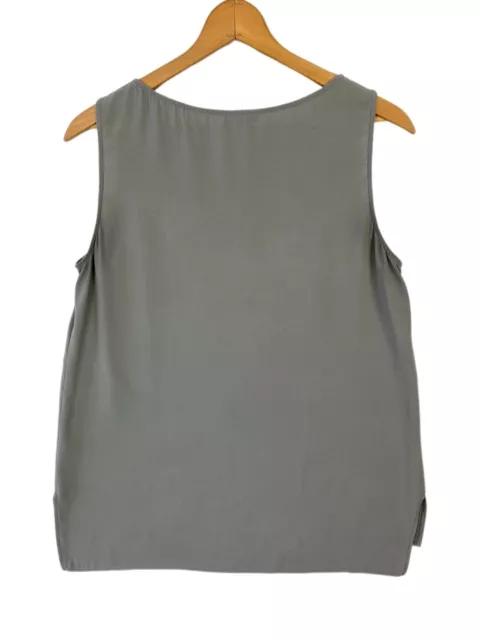 EILEEN FISHER Tank Top Silk Georgette Crepe System Tunic Boat Neck Gray Size L 2
