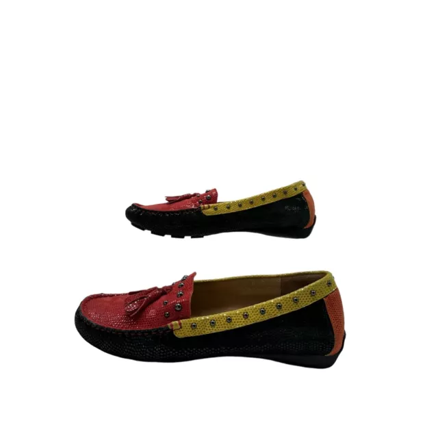 Van Eli Womens Driving Loafers Tassel Red Yellow Black Orange Leather Shoes 8.5