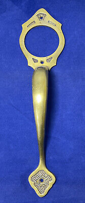 Nice Vintage Art Deco Solid Brass Front Entry Door Pull Handle Back Plate