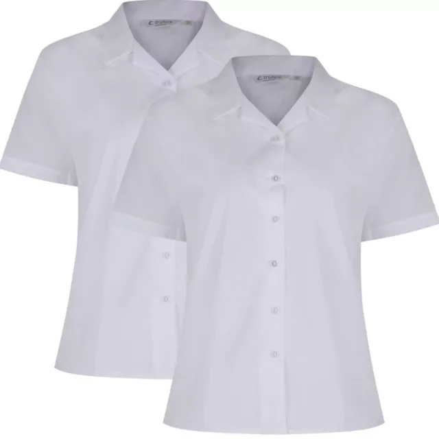 Trutex 2 Pack Short Sleeve Revere Collar Non-Iron School Blouses Size 44 Inch