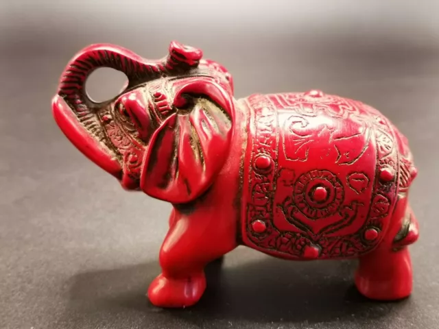 Chinese Collection Exquisite Carved Red Coral Elephant Statue sd4