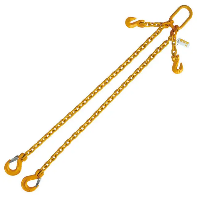 5/16" x 8' G80 Adjustable Chain Lifting Sling with Sling Hook Double Leg