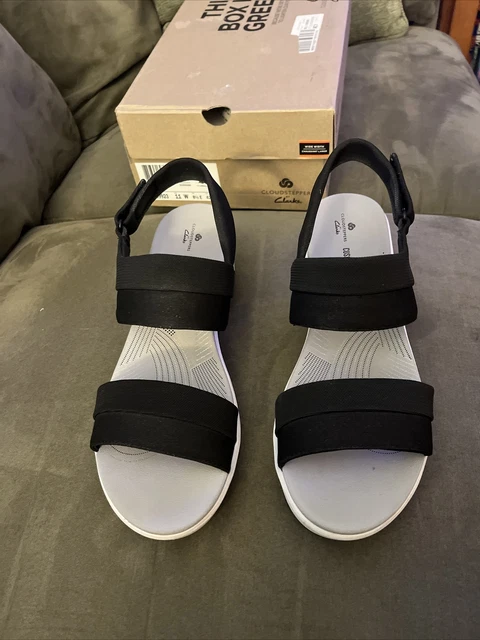 CLARKS CLOUDSTEPPERS CADDELL Petal Women Shoes Black Gray 8.5M Wedge Sandals 18.24 PicClick UK