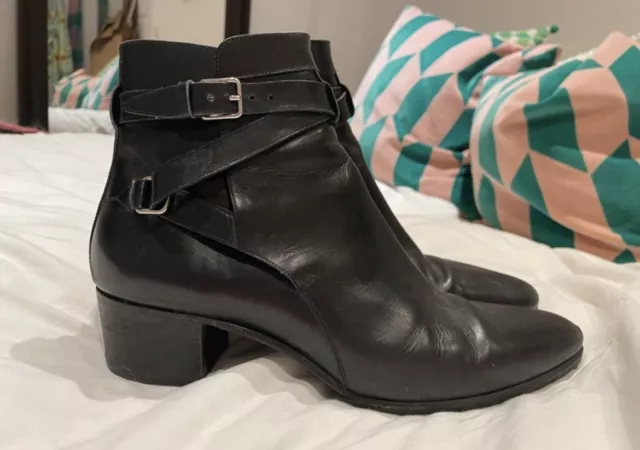 Saint Laurent Black Leather Ankle Boots