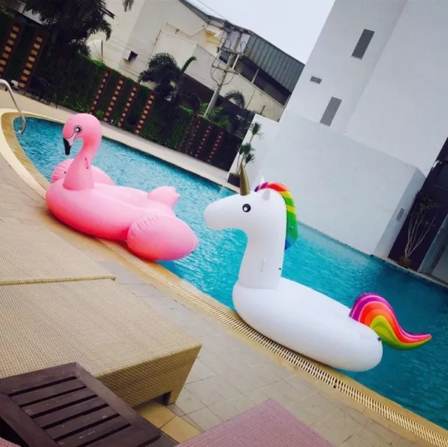 Giant Inflatable Flamingo Unicorn Swan Pool Float Raft Swimming Lounge Toy Bed 2