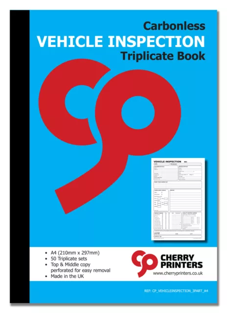 Cherry NCR Vehicle Inspection Triplicate Book A4 (210mm x 297mm) 50 sets