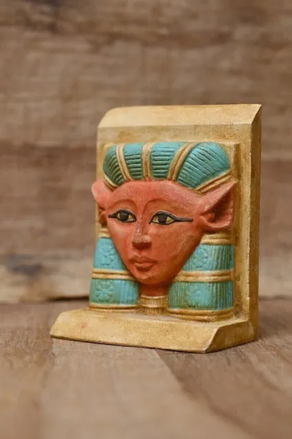 Rare Ancient Egyptian Goddess Hathor Face Mask: Earthy Black Wall Hanging