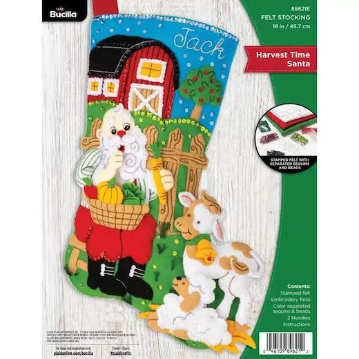 Bucilla 18" Filz Weihnachten Strumpf Kit - Erntezeit Weihnachtsmann 89621E