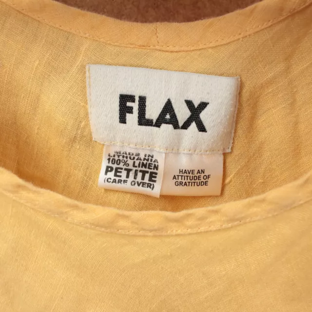FLAX JEANNE ENGELHART yellow linen tank top PETITE SMALL shirt tunic ...