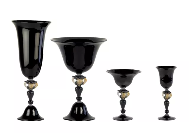 Pot Verre Coupe Et Bol Verre de Murano Avec Or 24 Fait à la Main Italie