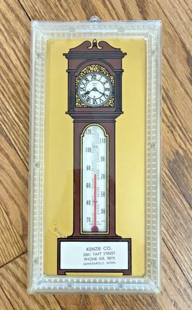 Vintage Kenzie Co. Minneapolis Advertising Thermometer Grandfather Clock