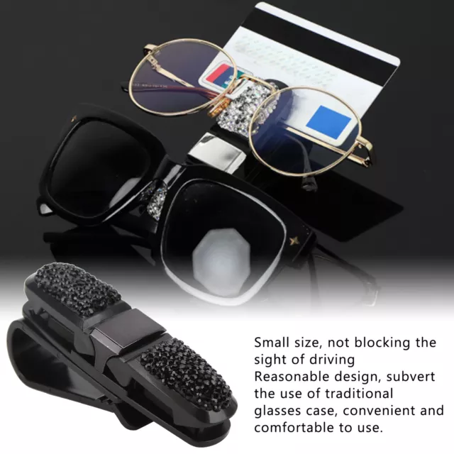 Neu Auto Sonnenblende Brille Clip Kristall Strass Sonnenbrille Kartenhalter LIF