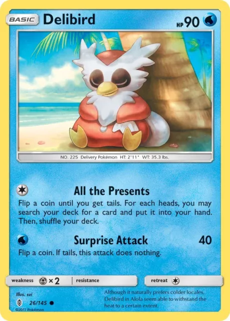 Delibird Guardians Rising 26 Reverse Holo Pokemon Card NM