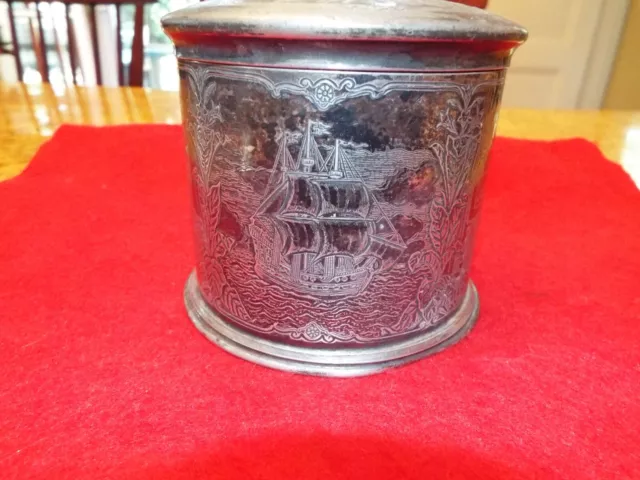 Vintage Silverplate Tea/Tabacco Caddy With Lid Repouse