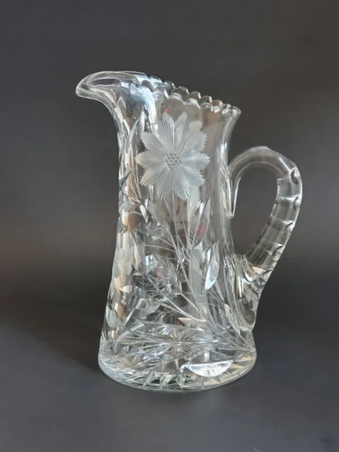 ABP Pitcher, American Brilliant Period Cut Glass, Roden Bros. Aster Pattern Pitc