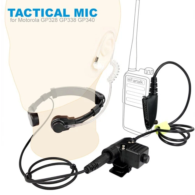 Microphone U94 PTT Neck Throat Mic Earpiece Tactical Headset for Motorola GP328