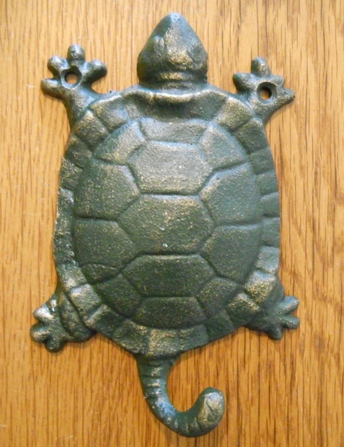 12 Cast Iron Antique Style Nautical TURTLE Coat Hooks Hat Hook Rack Towel Sea