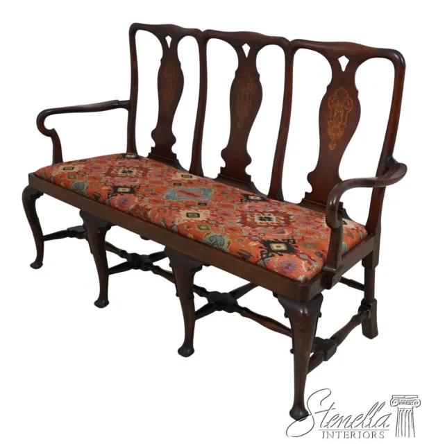 F62995EC: Antique Inlaid Mahogany Queen Anne Style Settee