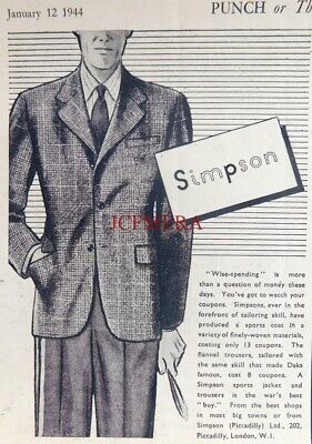 666/72 WW2 SIMPSON Daks Men's 2-Piece Suits Advert Small Original 1944 Print 