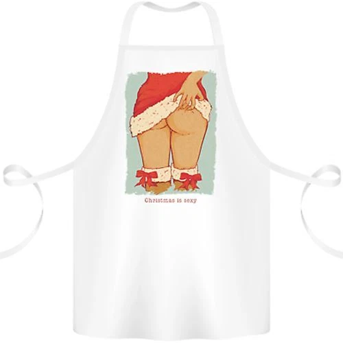 Christmas Is Sexy Funny Santa Xmas Cotton Apron 100% Organic