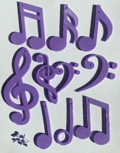 Purple Music Notes & Treble Bass Clef Heart Wall Music Decor