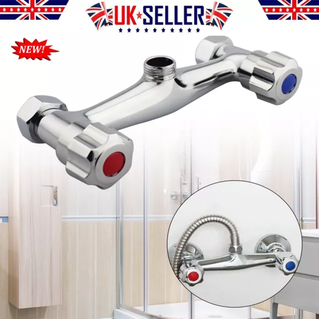 Shower Bar Mixer Valve Tap Chrome Bathroom Twin Bottom 1/2 Outlet