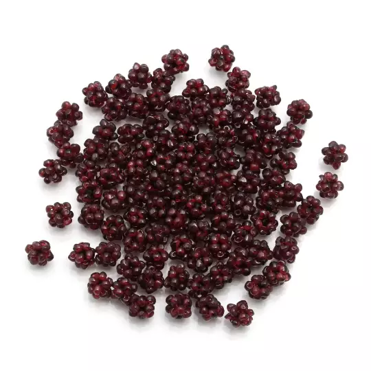 Pierres précieuses grenat rouge naturel, perles amples en forme de fleur de...