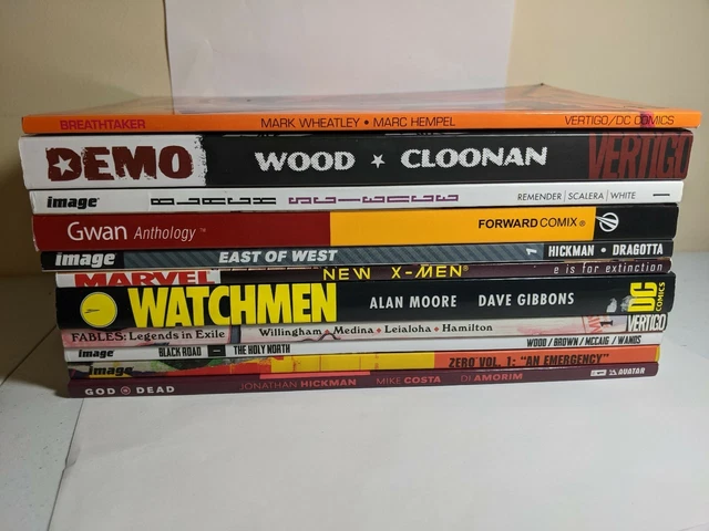 Graphic Novel Lot Of 11 Image Comics Watchmen Gwan Demo Fables Zero Black Road