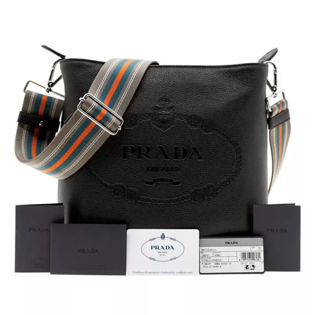 New Prada Vitello Phenix Peonia Leather Flap Crossbody Bag 1BD163 