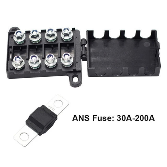aqxreight Porte-fusibles, 2PCS 200A 48V Porte-fusibles avec 4PCS Bornes 4 PCS Tubes Thermorétractables pour Voiture Camion RV Bateau