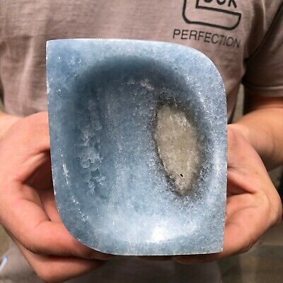 1.22LB Natural blue Calcit crystal ashtray quartz Mineral specimens Aura healing