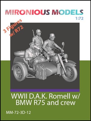 BMW b-r75 1941 Africa corpo Rommel MOTO Cararama Modello 1:43 Wehrmacht 