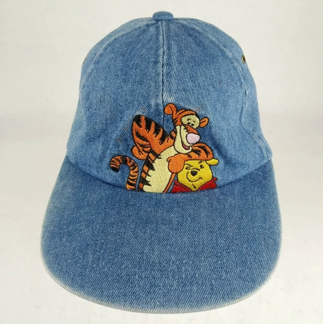 Disney Winnie the Pooh & Tigger Blue Jean Denim Hat Cap Adult Elastic Back HTF